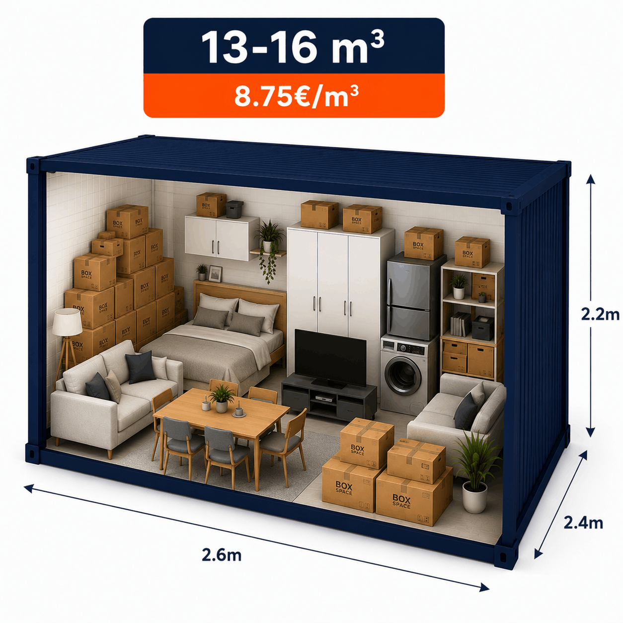 16 κυβικά αποθήκευση BoxSpace